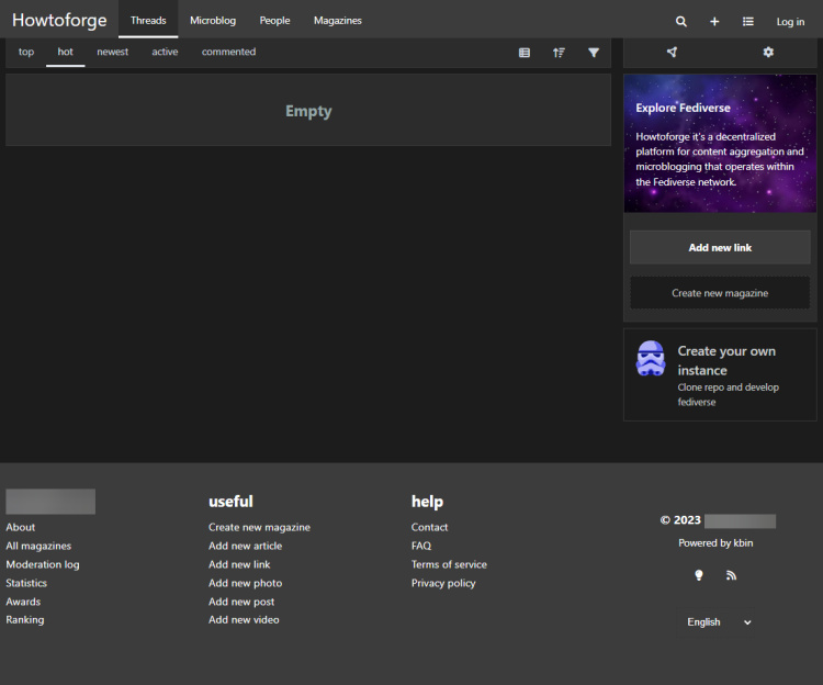 Página de inicio de Kbin