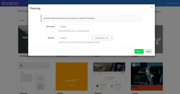 Establecer un nombre de sitio y un dominio