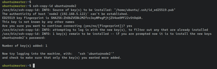 sube la clave ssh al nodo2