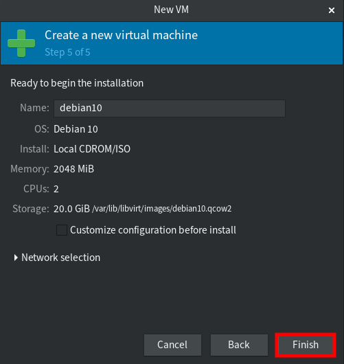 Confirmar la creación e instalación de la máquina virtual