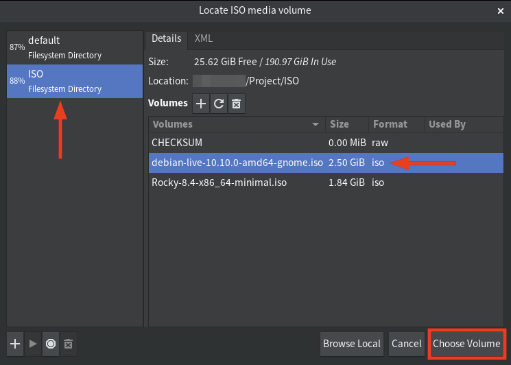 Selecciona el archivo ISO del sistema operativo para la instalación, por ejemplo, Debian 10
