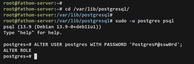 configurar contraseña root postgresql