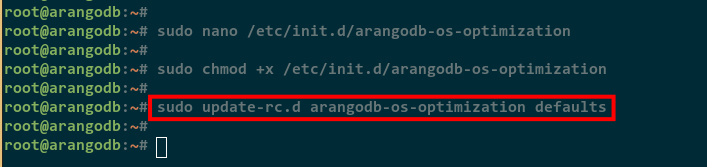 configurar el script de optimización de arangodb