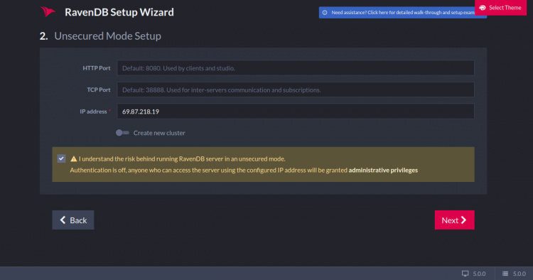 Configurar los puertos de la base de datos