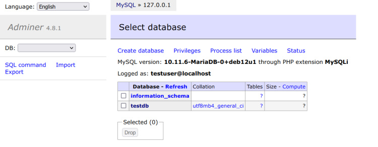 conectado a testdb