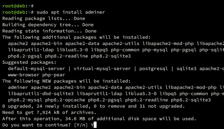 instalar adminer
