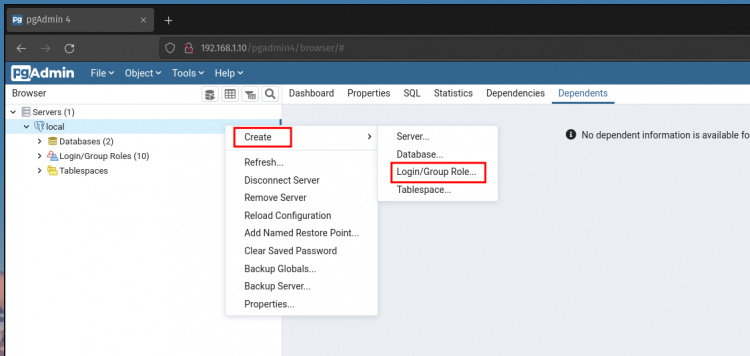 Crear un nuevo rol o usuario