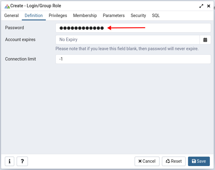 Contraseña para el nuevo usuario