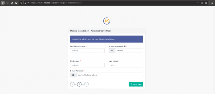 Mautic Crear usuario y contraseña de administrador
