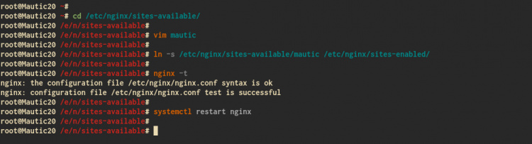 Configurar los bloques del servidor Nginx para Mautic