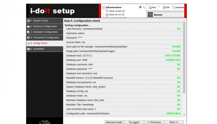 Comprobación final de la configuración