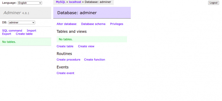 Tablero de administración