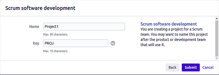 Nombre y clave del proyecto