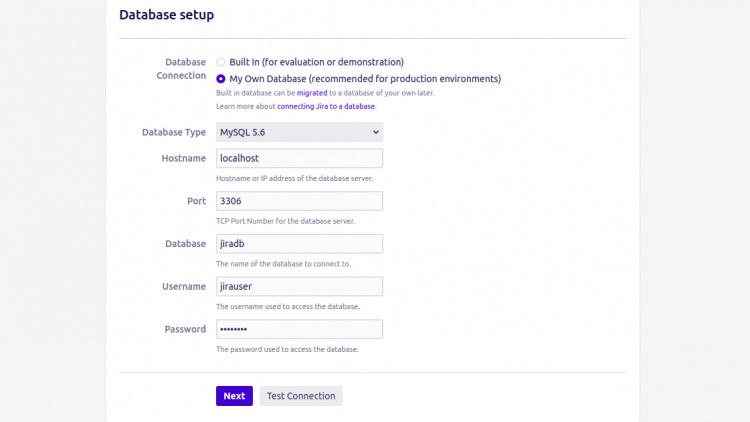 Configuración de la base de datos