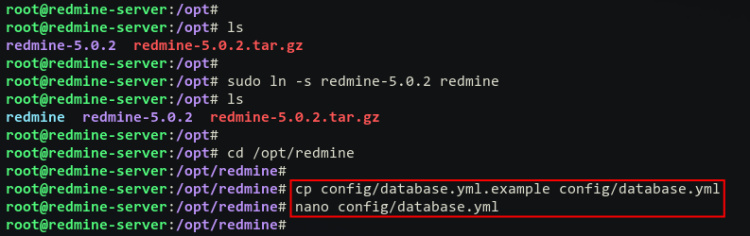 copiar la configuración de la base de datos