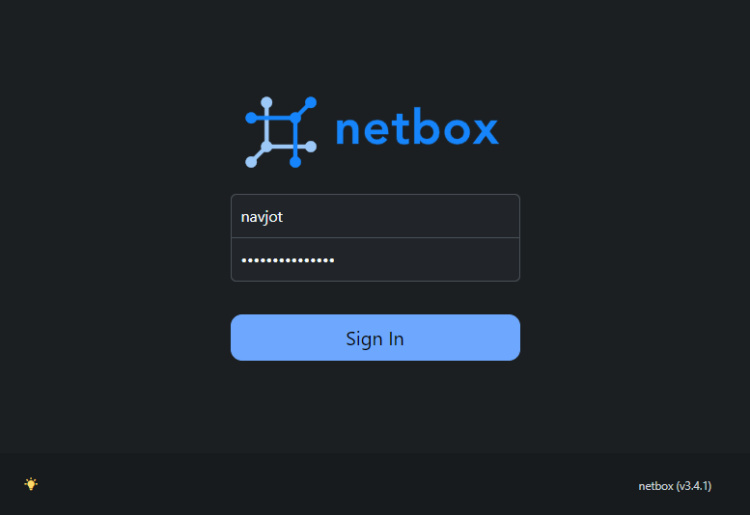 Página de acceso a NetBox
