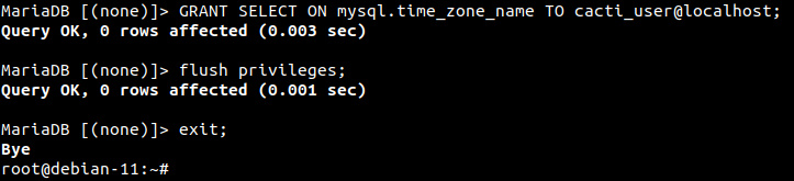 Conceder privilegios al usuario MySQL