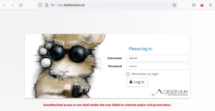 observium inicio de sesión