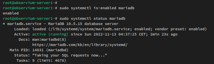 comprobar mariadb