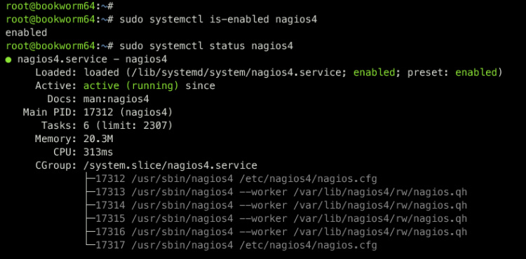 comprobar el servicio nagios
