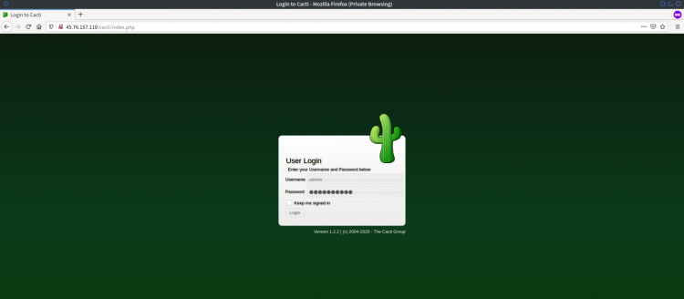 Cacti login admin