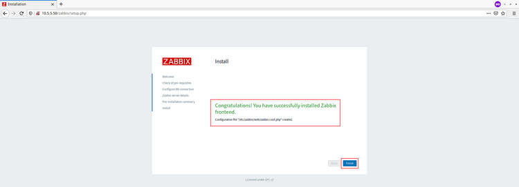 Instalación realizada con éxito