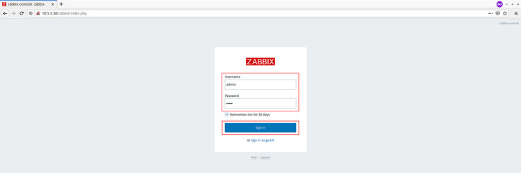 Acceso a Zabbix