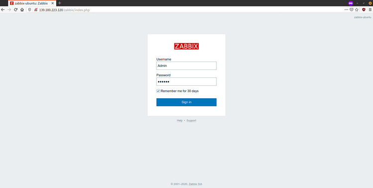 Acceso a Zabbix