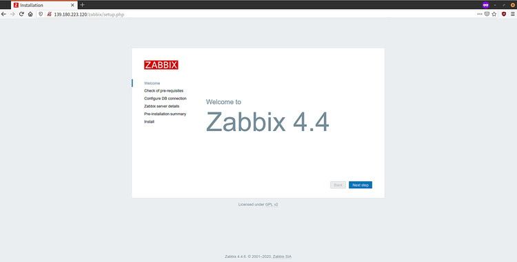 Instalador web de Zabbix