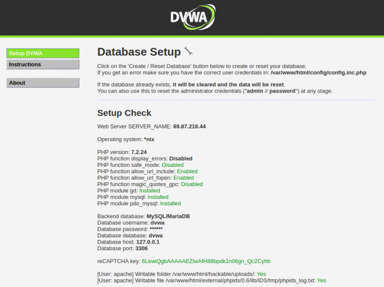 Configuración de la base de datos