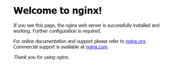 Página de inicio de Nginx