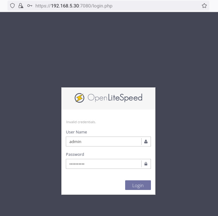 página de inicio de sesión de opernlitepseed