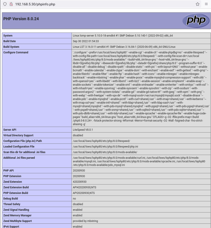 pila lomp phpinfo