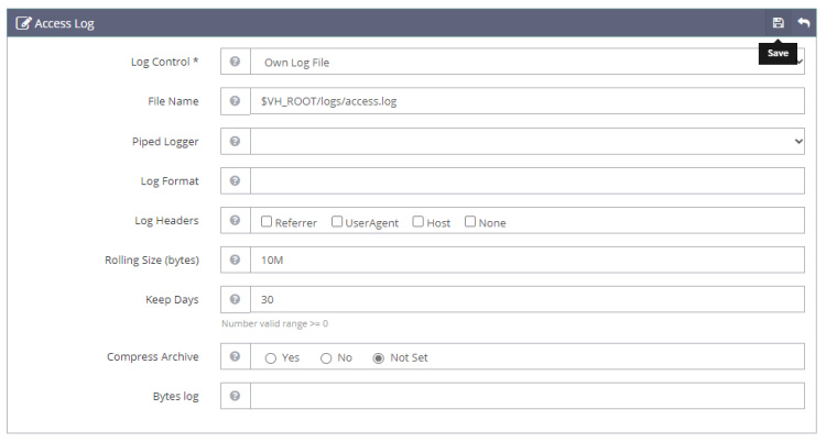 Registro de acceso a OpenLiteSpeed