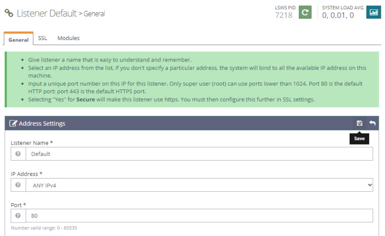 Escucha OpenLiteSpeed Editar