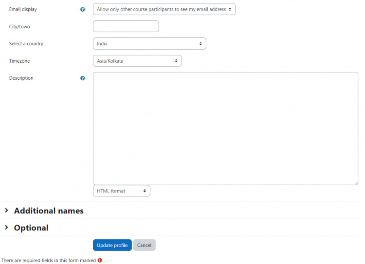 Actualización de la cuenta de administrador de Moodle