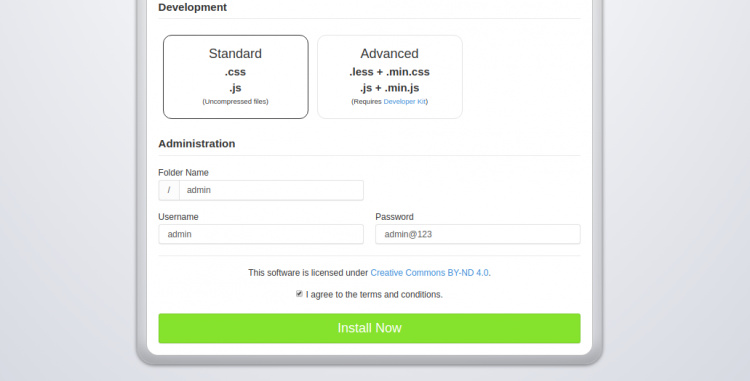Instalación estándar