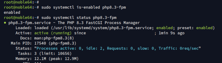 comprobar php-fpm