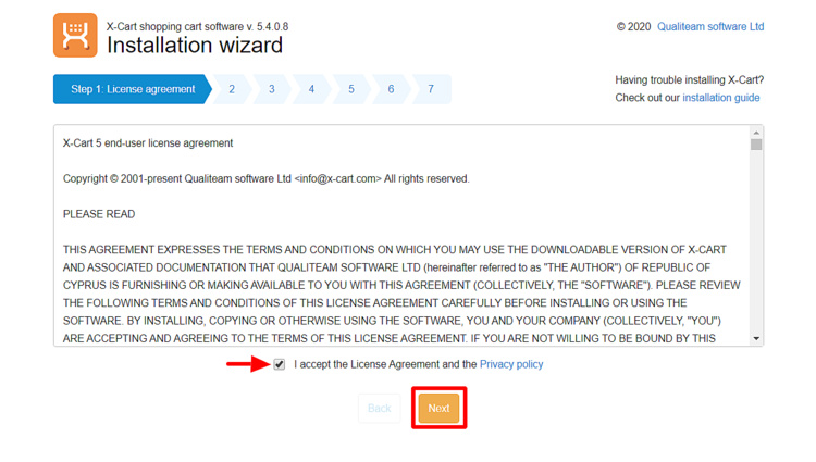 Asistente de instalación de X-Cart