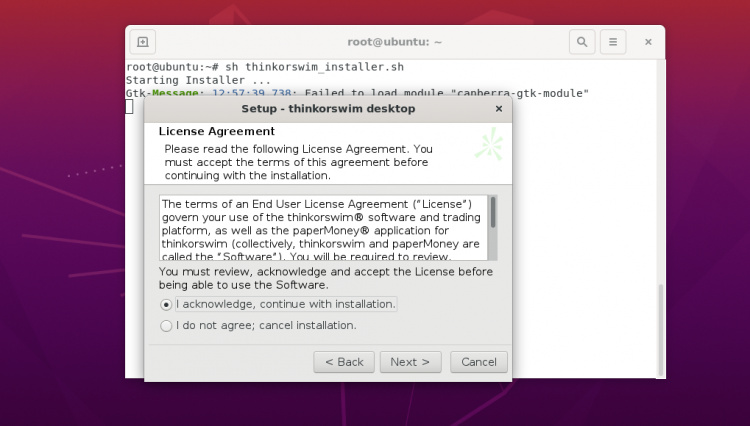 Aceptar los términos de la licencia