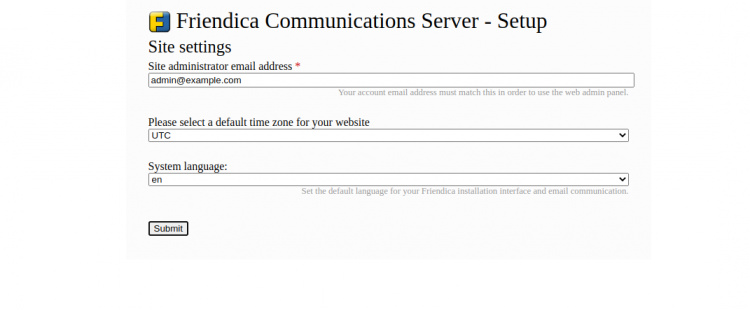 Configuración del sitio