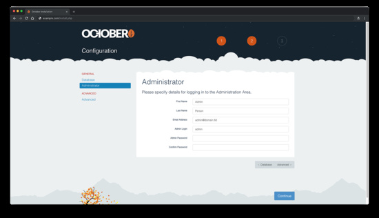 Configuración del usuario administrador