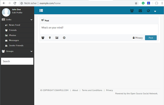 Vista del Frontend de OSSN