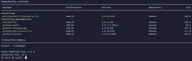 instalar la herramienta de gestión SELinux