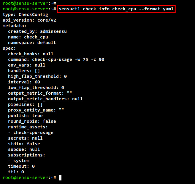 sensuctl comprobar info