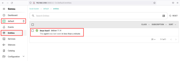 sensu comprobar enttidades