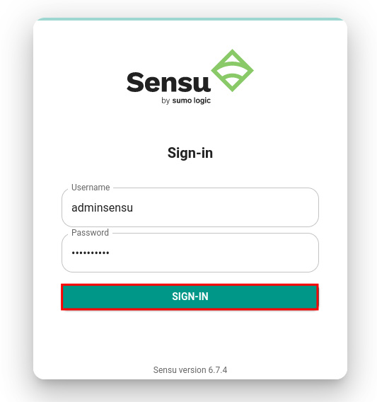 página de inicio de sesión de sensu