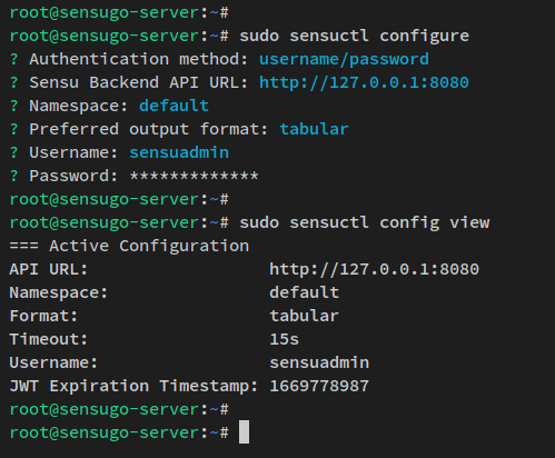 config sensuctl