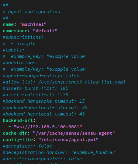 configuración del agente sensu