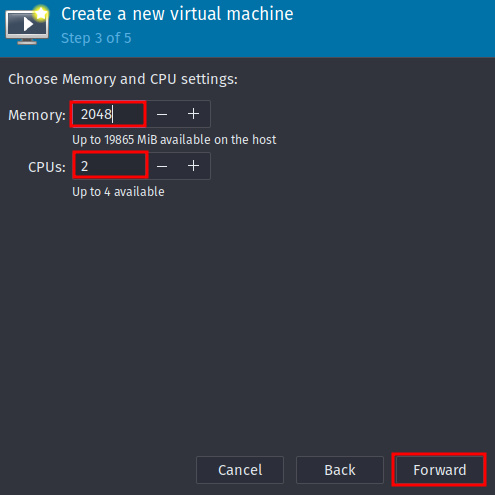 configurar cpu y memoria